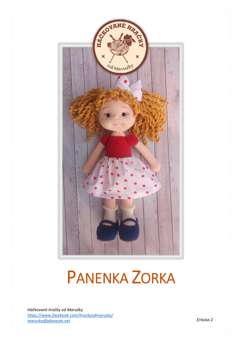 Strana 1 z návodu panenka zorka